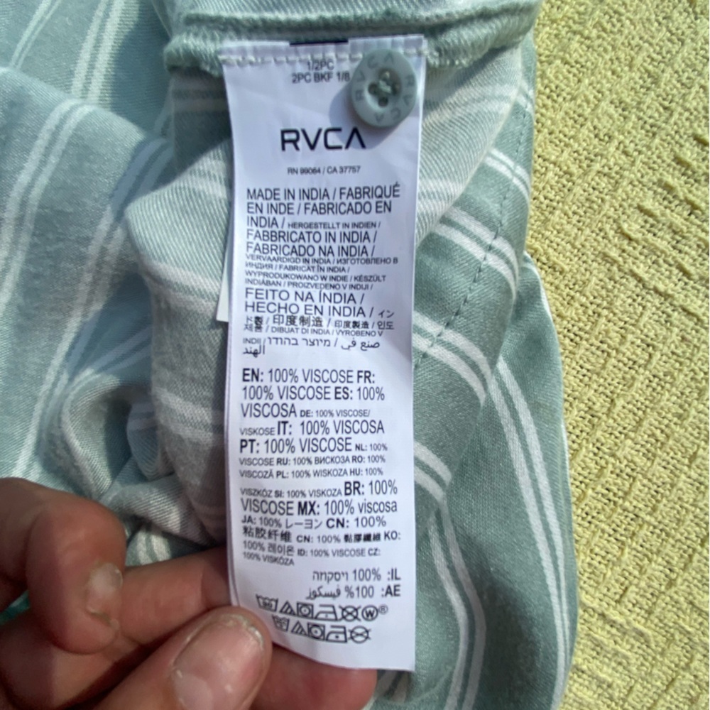 RVCA Brand Women’s Medium Sleeveless Green and White Striped Maxi Dress - Picture 6 of 6